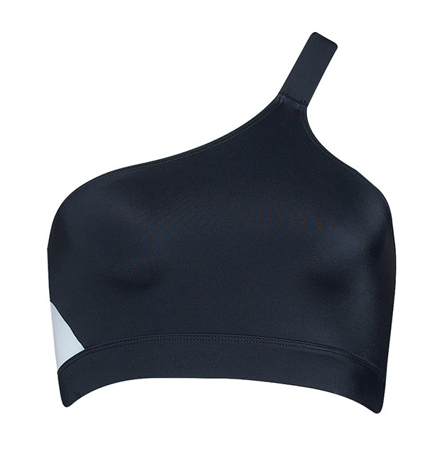 BYRON ONE SHOULDER BIKINI TOP black/white